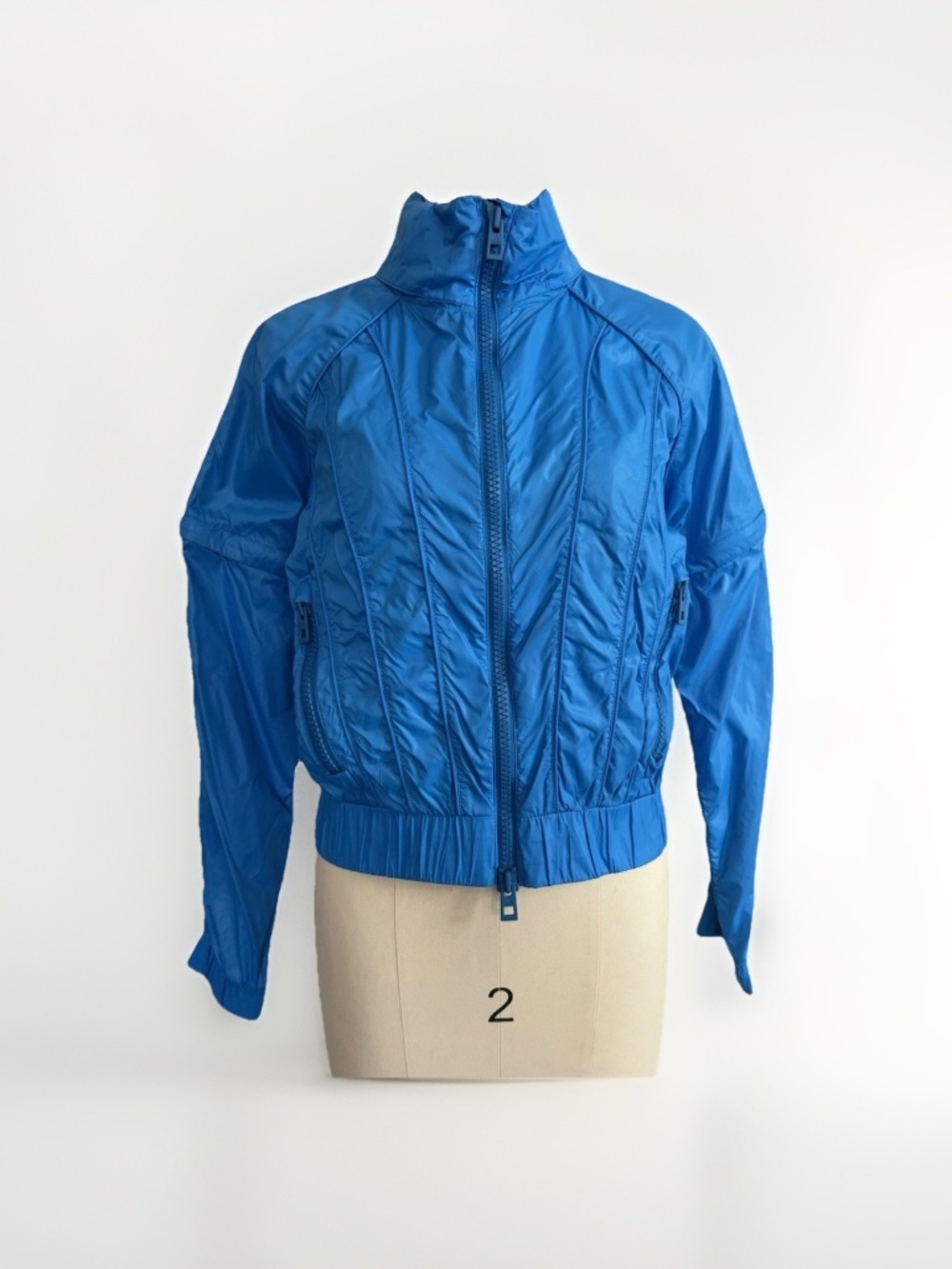 Adidas by Stella McCartney Convertible Jacket Zip Off Sleeves Blue Womens Small - Picture 2 of 8